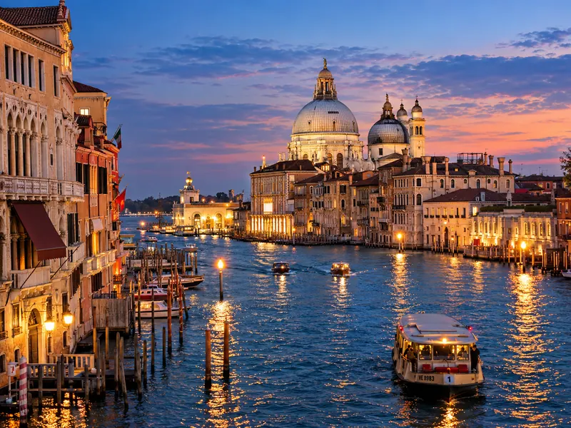 The Grand Canal in Venice at dusk