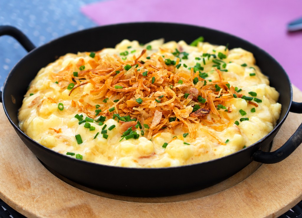 Vorarlberg Käsknöpfle with cheese and fried onions