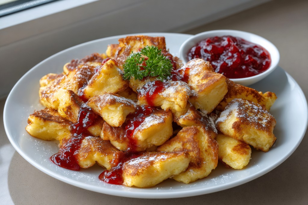 Kaiserschmarrn served as a traditional Austrian mountain dessert.