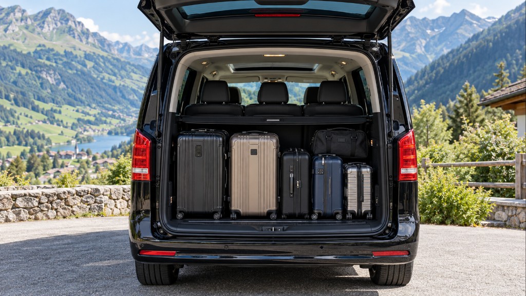  Van with suitcases for a Milan Malpensa Airport (MXP) to Val di Funes transfer.