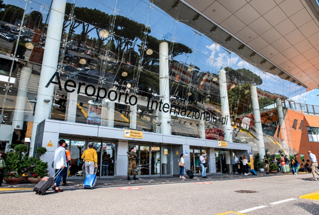 Terminal exterior at Naples Capodichino Airport in Italy.